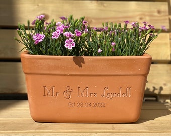 Mr & Mrs Personalised Flower Pot - Terracotta Window Planter