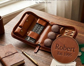 Personalized Leather Golf Accessories Organizer | Birthday Gift for Golfer