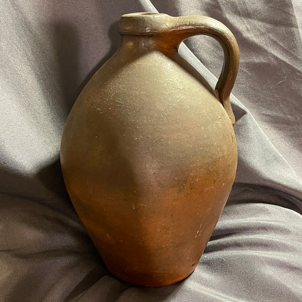 Antique Primitive Stoneware Redware Ovoid Jug