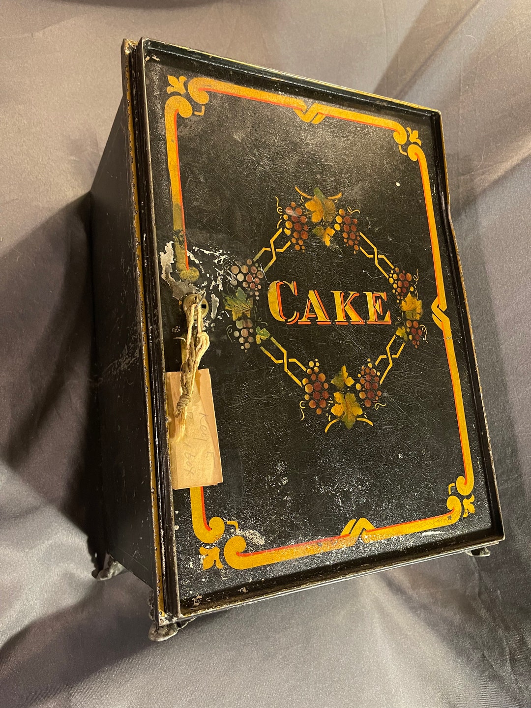 Antique Footed CAKE Locking Bread Box Pie Safe W/ Key Etsy