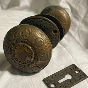Antique Victorian Aesthetic Movement Bronze Doorknob Door Hardware Salvage