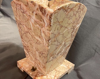 Vintage Mid Century Pink Granite or Marble Stone Accent Lamp Mood Light