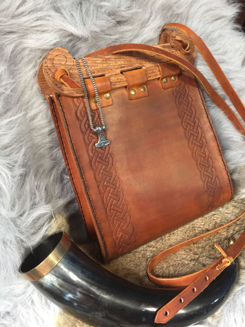 Hedeby style viking leather shoulder bag  Etsy