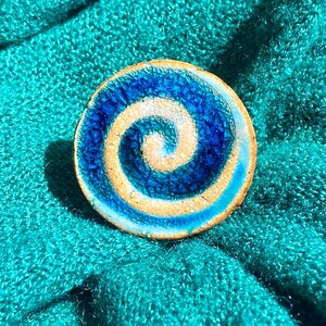Saphire Blue Spiral Ring, Swirl Patterned Ring, Ceramic Ring, Bold Glass Ring, Unique Handmade Ring, Funky Retro Ring,Large Statement Ring,
