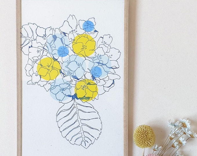 Fleur 4 Blue- encadré