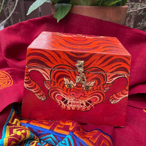 Tibetan Tiger Wooden Box