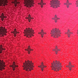 Lotus and Double Dorje ,red black damask fabric altar cloth