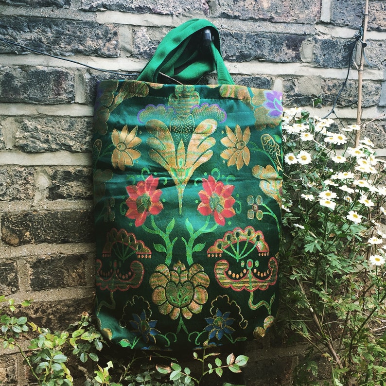 Green like spring Tibetan Brocade Tote image 3