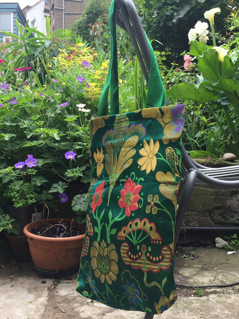 Green like spring Tibetan Brocade Tote image 1