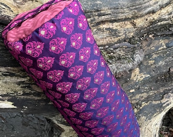 Silk Yoga Bolster , buckwheat hulls yoga ,meditation bolster , yoga cushion .