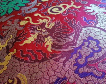 Red Tibetan Brocade with Dragon