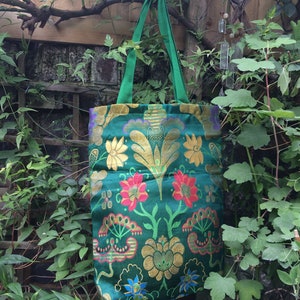 Green like spring Tibetan Brocade Tote image 2