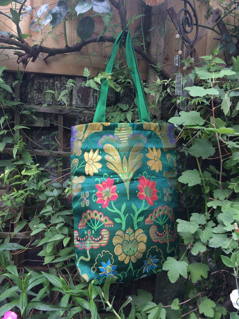 Green like spring Tibetan Brocade Tote image 2