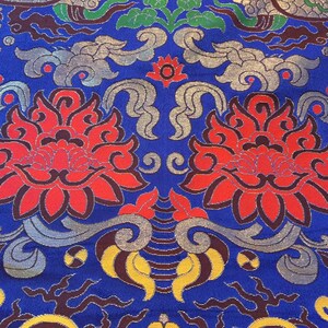 Tibetan Golden Dragon on blue background Tubetan Brocade