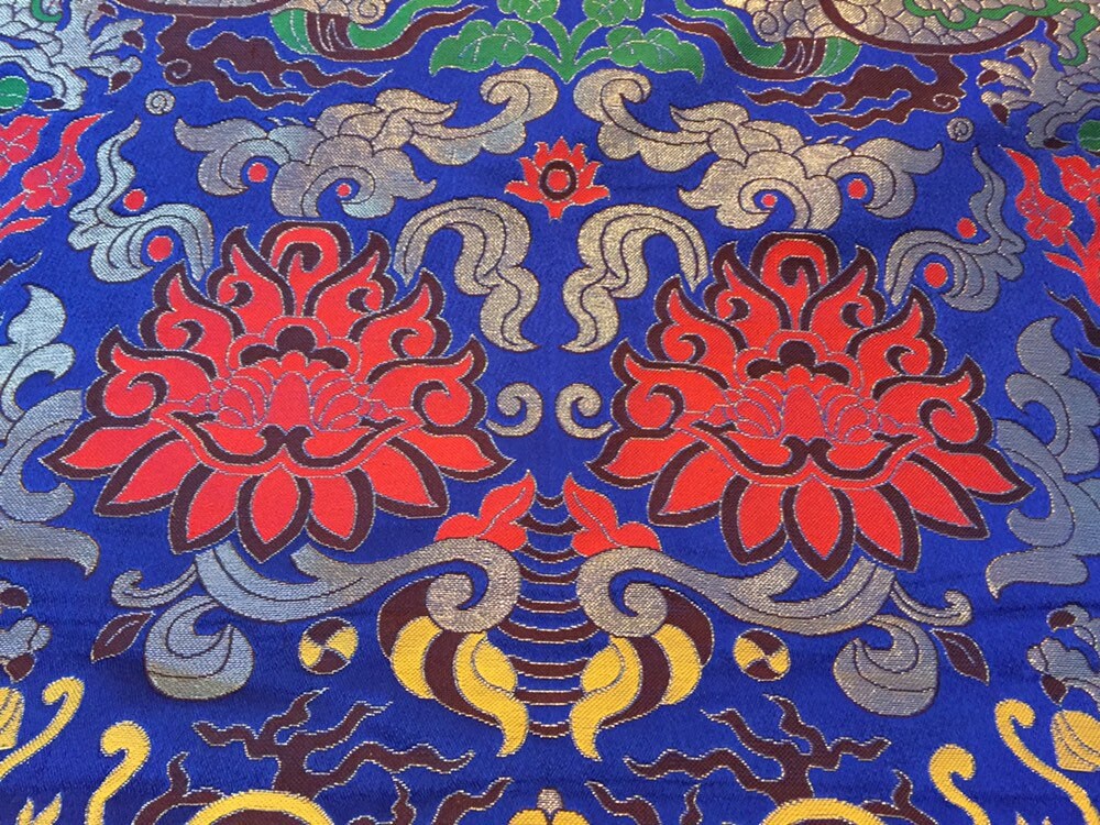 Tibetan Golden Dragon on blue background Tubetan Brocade