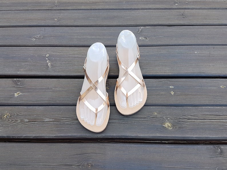 Gold Wedding Sandals Sandales Grecques Gladiators Strappy Sandals Handmade Greek Leather Sandals Rose gold Sandals Metallic Leather
