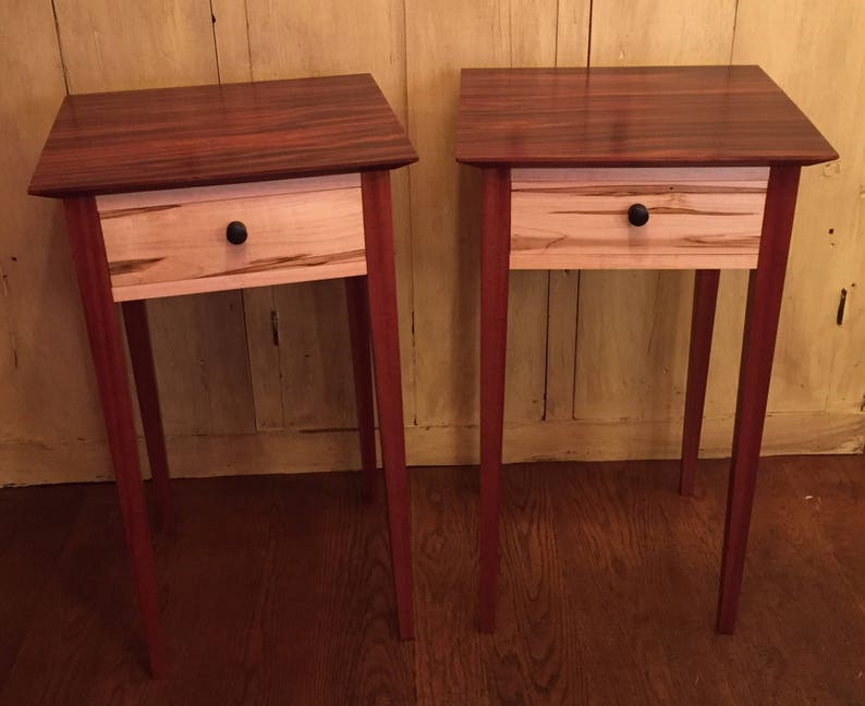 Shaker Style Nightstand / End Table Mahogany and Maple Etsy