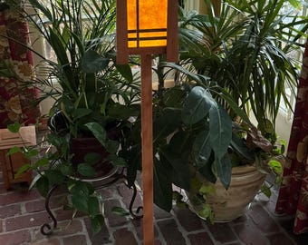 Frank Lloyd Wright inspired Prairie Style Lantern and Base with Touchlight and remote.