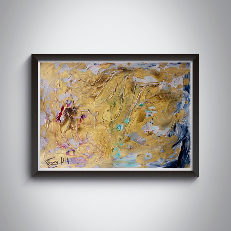 Gold Abstract Art Acrylic Wall Artwork Paintings For Contemporary Painting Design Small Paper