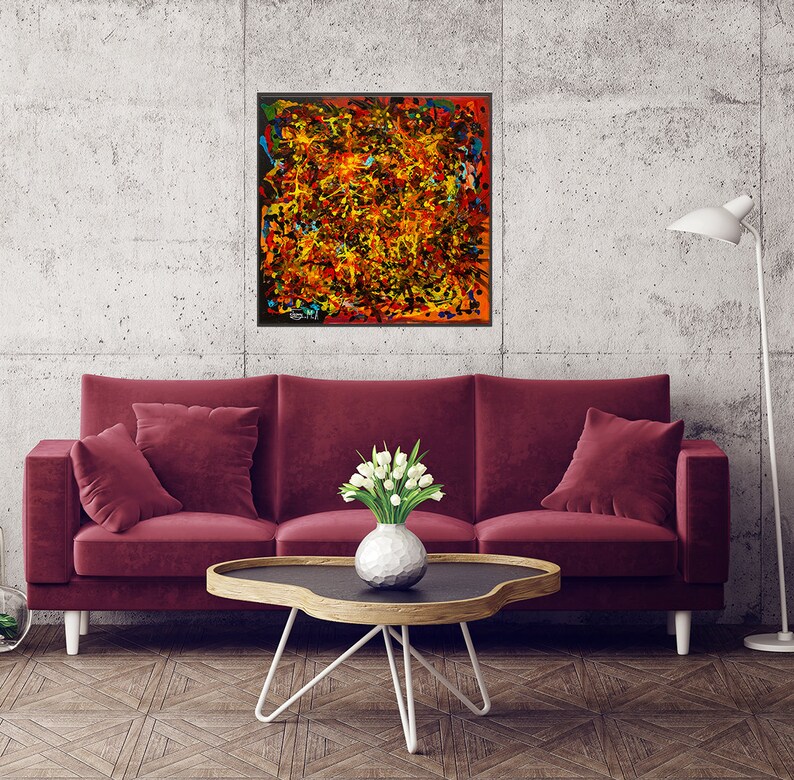 Abstract Painting Square Wall Art Painting on Canvas Etsy