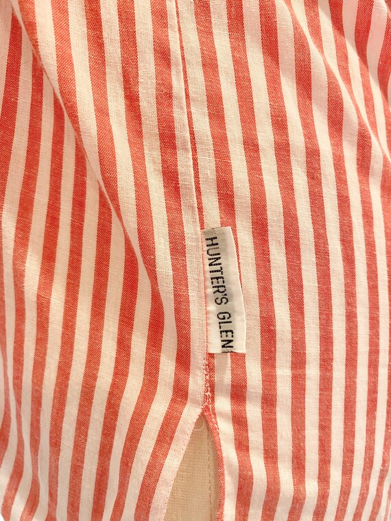 Vintage 1970s Red White Striped Button Up Pocket … - image 6