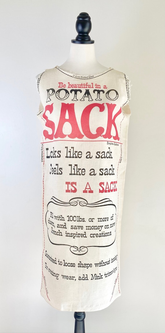 Vintage 1960s Pop Art Novelty Potato Sack Dress - image 2
