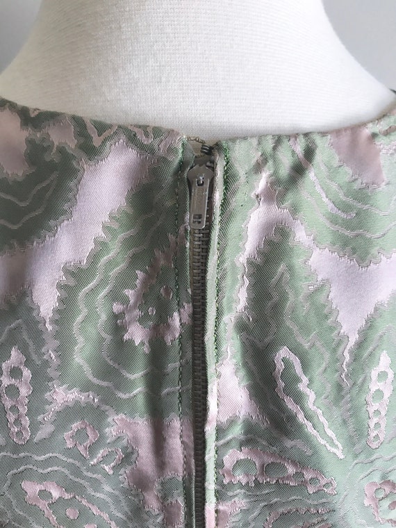 Vintage 1960s Mint Green Brocade Wrap Cocktail Dr… - image 5