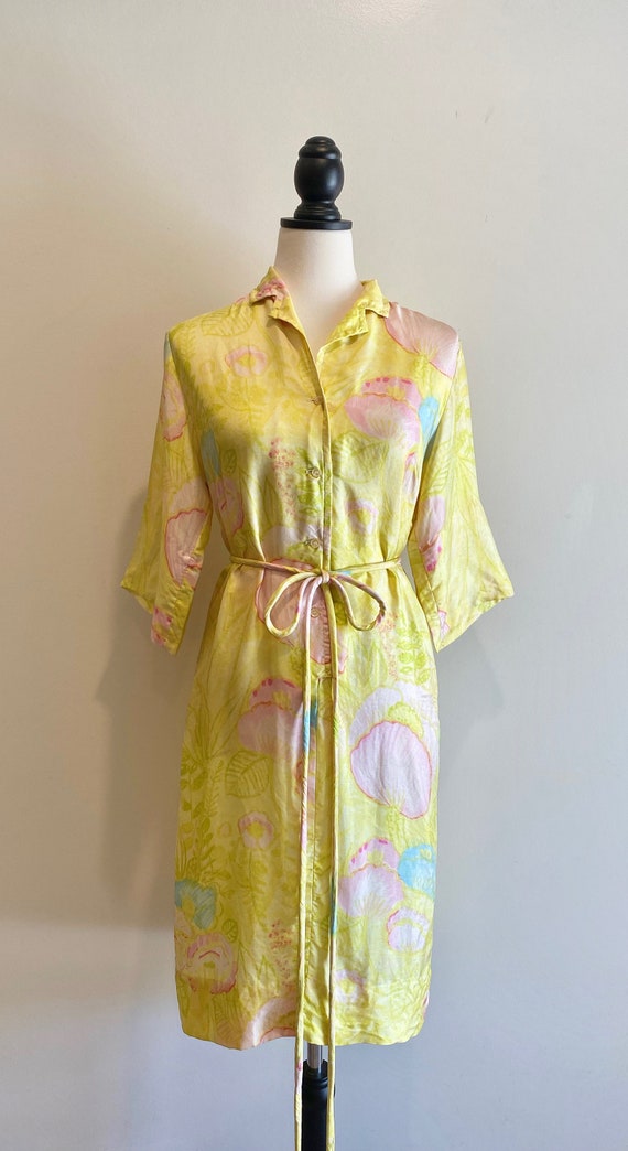 Vintage 1960s Lady Manhattan Silk Yellow Floral P… - image 3