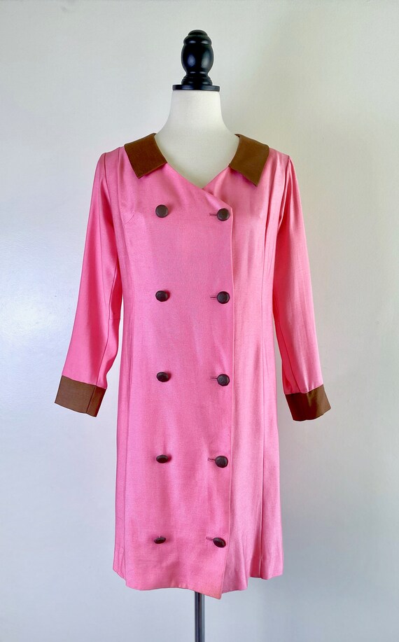 Vintage 1960s Pink Mod Double Breasted Overcoat J… - image 2