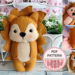Felt Hedgehog Sewing Pattern – Hand Embroidery (PDF Pattern)