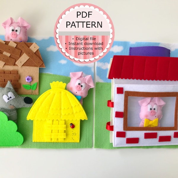 The Three Little Pigs - 2 Quiet Book Pages/ PDF Pattern & Tutorial / Sewing Pattern