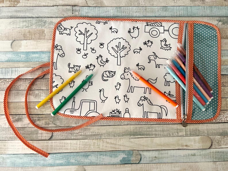 Fabric Coloring Sheet for Kids – Reusable Coloring Mat – With Marker ...
