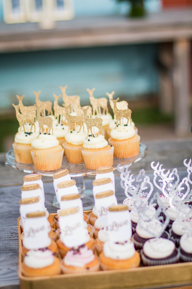 Mason Jar Cupcake Toppers Cupcake Toppers Gold Party Decor Bridal Shower Cupcake Toppers Rustic Party Decorations Qty 12