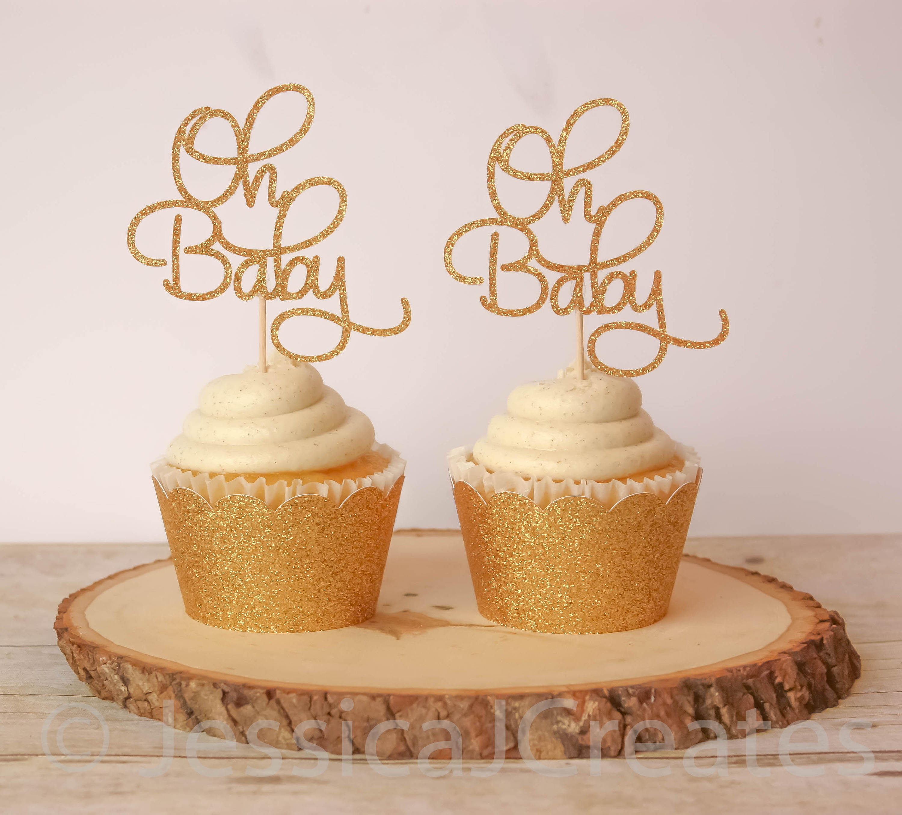 Oh Baby Cupcake Toppers Oh Baby Gold Glitter Cupcake Toppers Etsy