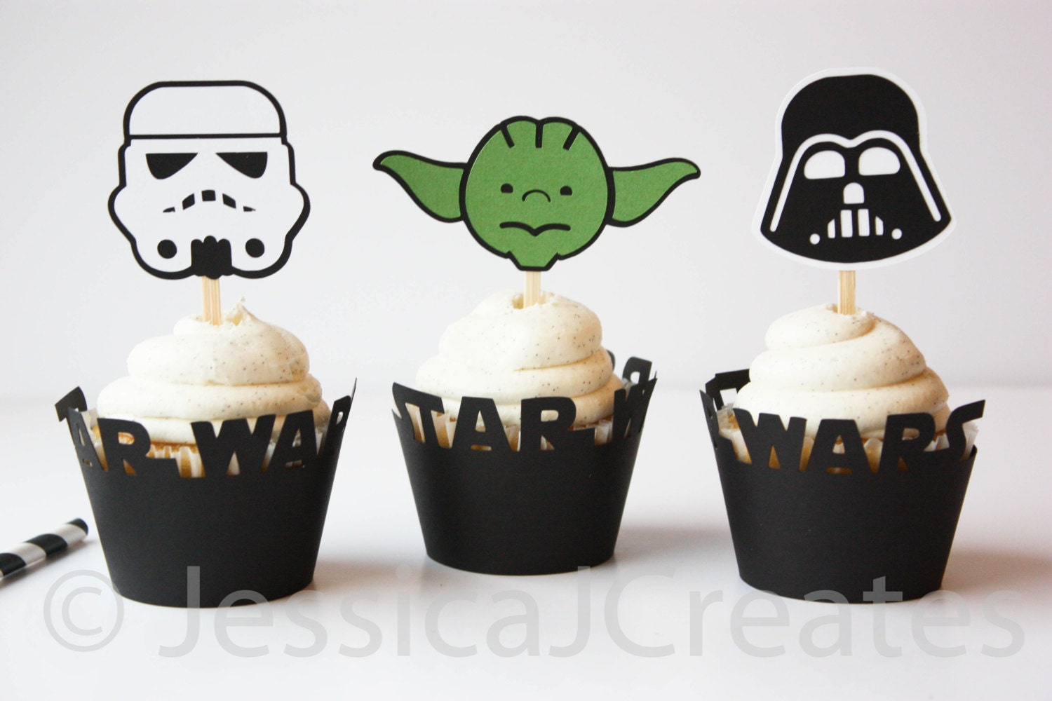 Star Wars Cupcake Toppers Darth Vader Cupcake Toppers Yoda Etsy