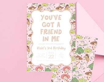Pink Toy Story Birthday Invitation: Two Infinity, Roundup Party (Digital Template)