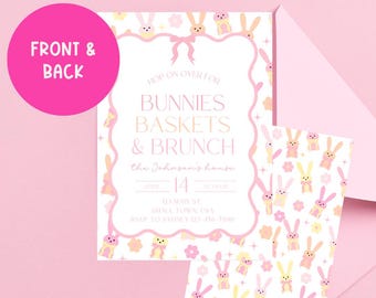 Pink Easter Bunny Brunch Invitation: Girly Easter Egg Hunt (Digital Download)