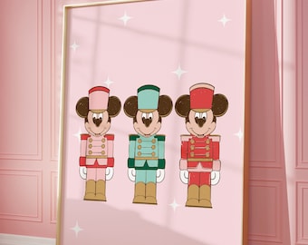 Nutcracker Mickey Christmas Art Print: Kids Room Decor (PDF Download)