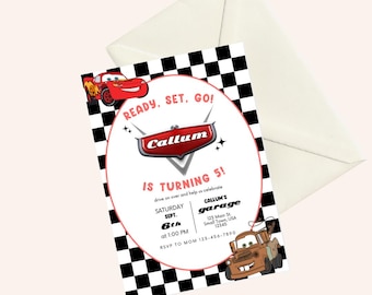 Cars Birthday Invitation: Lightning McQueen Race Car Party (Canva Template)