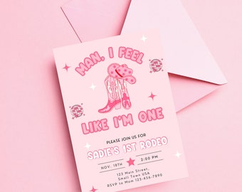 Disco Cowgirl Geburtstagseinladung: Pink Rodeo (Canva Template)