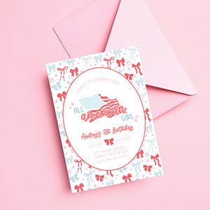 Patriotic Party Invitation: All American Girl, Red White & Blue (Digital Invite)