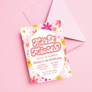First Fiesta Birthday Invitation, Fiesta Birthday Invite, Modern Fiesta Party, Girls Birthday Invitation, Cinco De Mayo, Mexican Theme Party