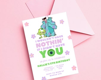 Monsters Inc. Birthday Invitation: Editable Party Invite (Canva Template)