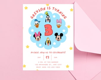 Mickey and Friends Birthday Invitation: Editable Clubhouse Party (Digital Template)
