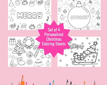 Christmas Coloring Sheet, Printable Christmas Coloring Page, Holiday Coloring Sheet, Personalized Coloring Sheet for Kids, Holiday Activity