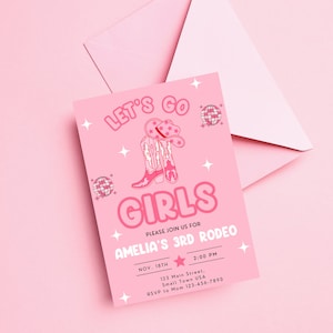 Disco Cowgirl Birthday Invitation: Pink Rodeo Party (Digital Download)