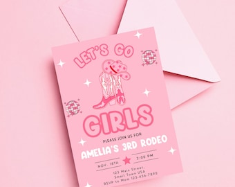 Disco Cowgirl Birthday Invitation: Pink Rodeo Party (Digital Download)