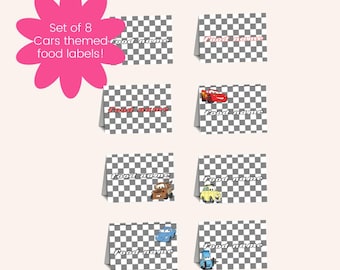 Cars Party Food Tent Labels: Lightning McQueen Decor (Digital Download Canva Template