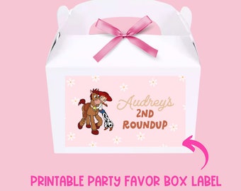 Toy Story Favor Box Label: Jessie Roundup Birthday (Digital Template)