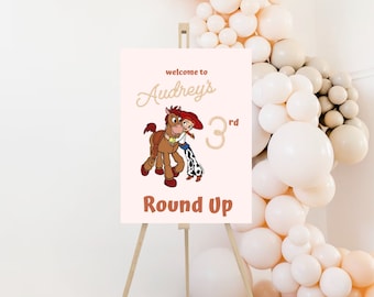 Toy Story Birthday Welcome Sign: Woody's Roundup, Editable Canva Template (Digital Download)